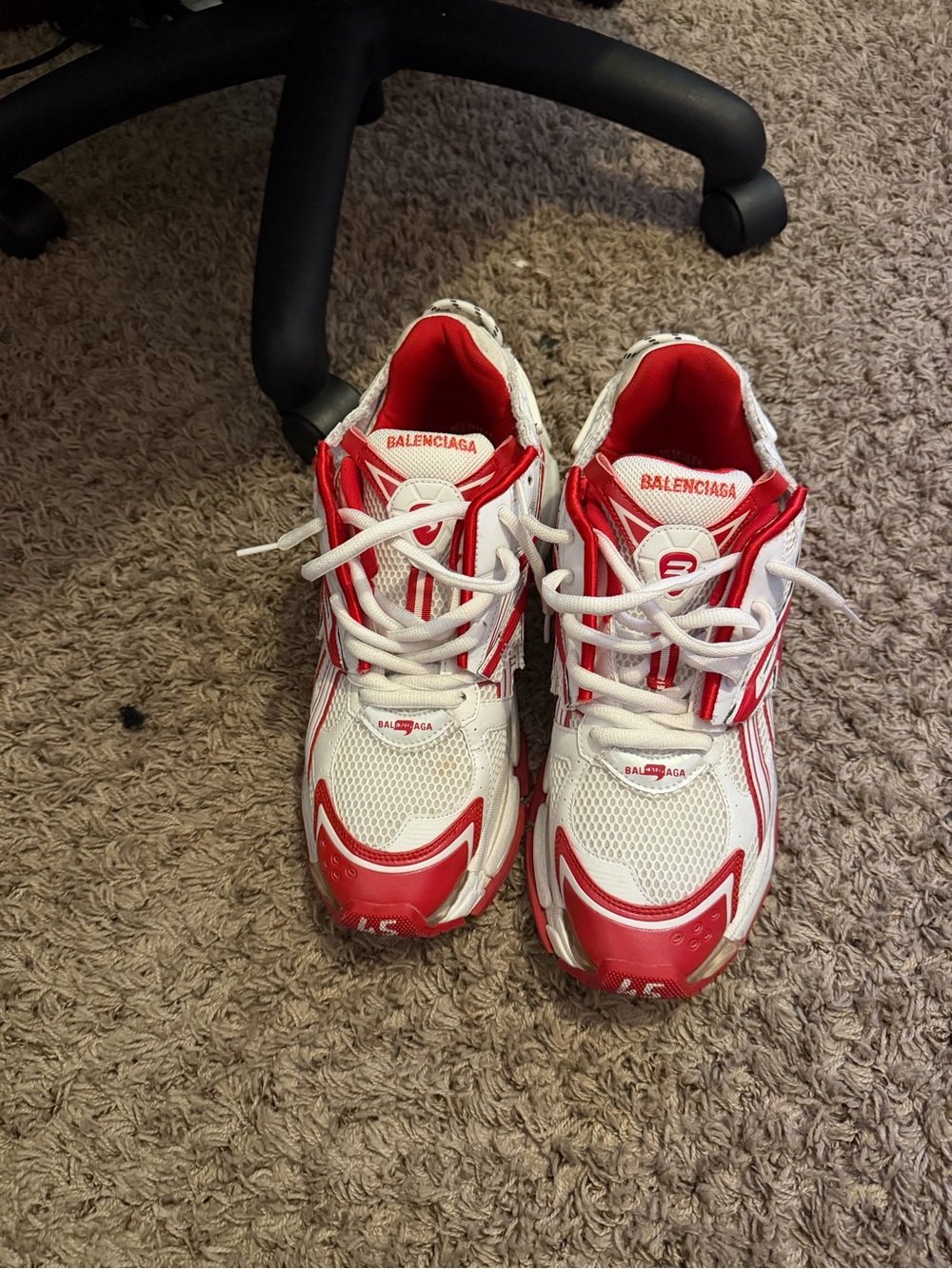 Balenciaga Kids White and Red Chunky Athletic Sneakers